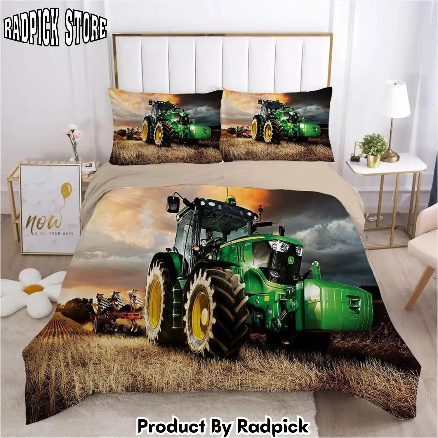Radpick 3d john deere tractor duvet cover bedroom sets comfortable bedding sets rp3278964